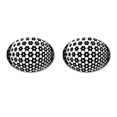 Sphere Spherical Circular Monochrome Circle Art Cufflinks (oval) by Jancukart