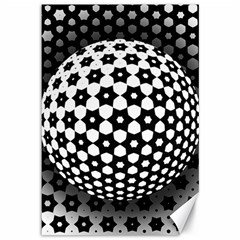 Sphere Spherical Circular Monochrome Circle Art Canvas 12  X 18  by Jancukart