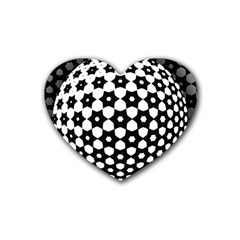 Sphere Spherical Circular Monochrome Circle Art Rubber Heart Coaster (4 Pack)