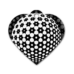 Sphere Spherical Circular Monochrome Circle Art Dog Tag Heart (two Sides)