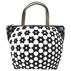 Sphere Spherical Circular Monochrome Circle Art Bucket Bag by Jancukart