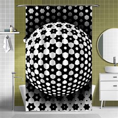 Sphere Spherical Circular Monochrome Circle Art Shower Curtain 48  X 72  (small) 