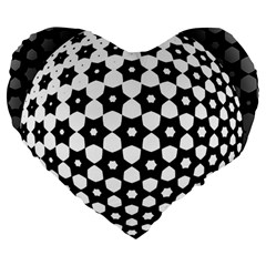 Sphere Spherical Circular Monochrome Circle Art Large 19  Premium Heart Shape Cushions by Jancukart