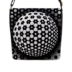 Sphere Spherical Circular Monochrome Circle Art Flap Closure Messenger Bag (l) by Jancukart