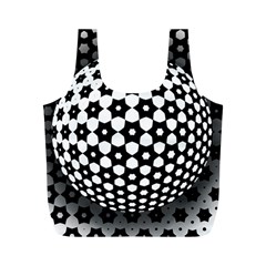 Sphere Spherical Circular Monochrome Circle Art Full Print Recycle Bag (m)