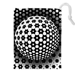 Sphere Spherical Circular Monochrome Circle Art Drawstring Pouch (4xl) by Jancukart