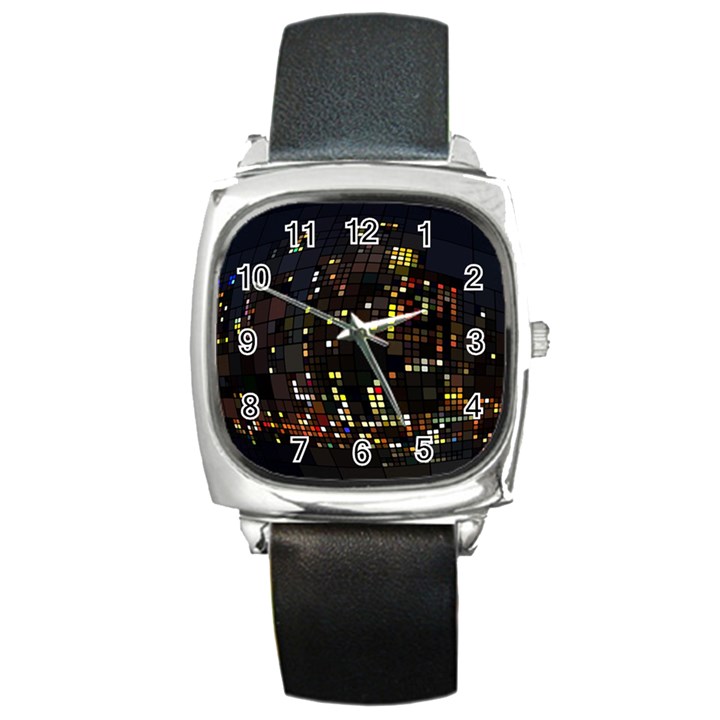 Abstract Visualization Graphic Background Textures Square Metal Watch