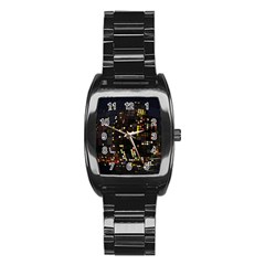 Abstract Visualization Graphic Background Textures Stainless Steel Barrel Watch