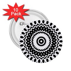 Circular Concentric Radial Symmetry Abstract 2 25  Buttons (10 Pack) 