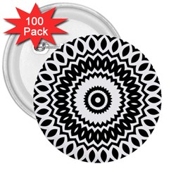 Circular Concentric Radial Symmetry Abstract 3  Buttons (100 Pack)  by Jancukart