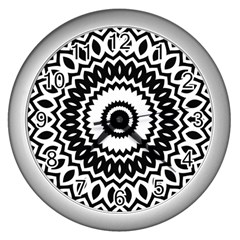 Circular Concentric Radial Symmetry Abstract Wall Clock (silver)