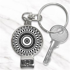 Circular Concentric Radial Symmetry Abstract Nail Clippers Key Chain by Jancukart