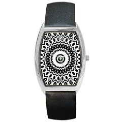 Circular Concentric Radial Symmetry Abstract Barrel Style Metal Watch