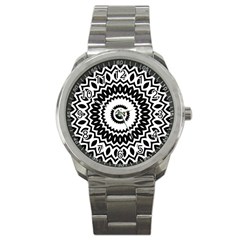 Circular Concentric Radial Symmetry Abstract Sport Metal Watch