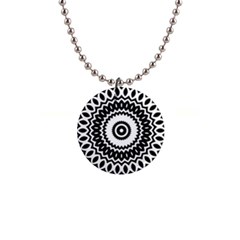 Circular Concentric Radial Symmetry Abstract 1  Button Necklace