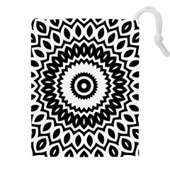 Circular Concentric Radial Symmetry Abstract Drawstring Pouch (5xl) by Jancukart