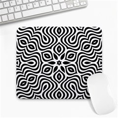 Pattern Wave Symmetry Monochrome Abstract Large Mousepad