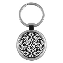 Pattern Wave Symmetry Monochrome Abstract Key Chain (round)