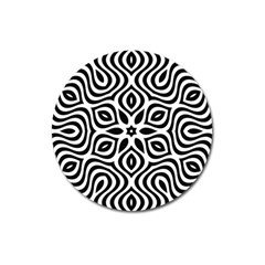 Pattern Wave Symmetry Monochrome Abstract Magnet 3  (round)