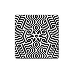 Pattern Wave Symmetry Monochrome Abstract Square Magnet by Jancukart