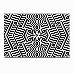 Pattern Wave Symmetry Monochrome Abstract Postcards 5  X 7  (pkg Of 10)