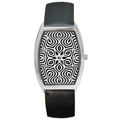 Pattern Wave Symmetry Monochrome Abstract Barrel Style Metal Watch