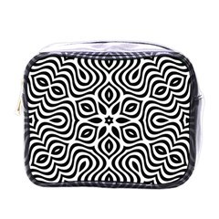 Pattern Wave Symmetry Monochrome Abstract Mini Toiletries Bag (one Side) by Jancukart