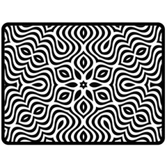 Pattern Wave Symmetry Monochrome Abstract One Side Fleece Blanket (large) by Jancukart