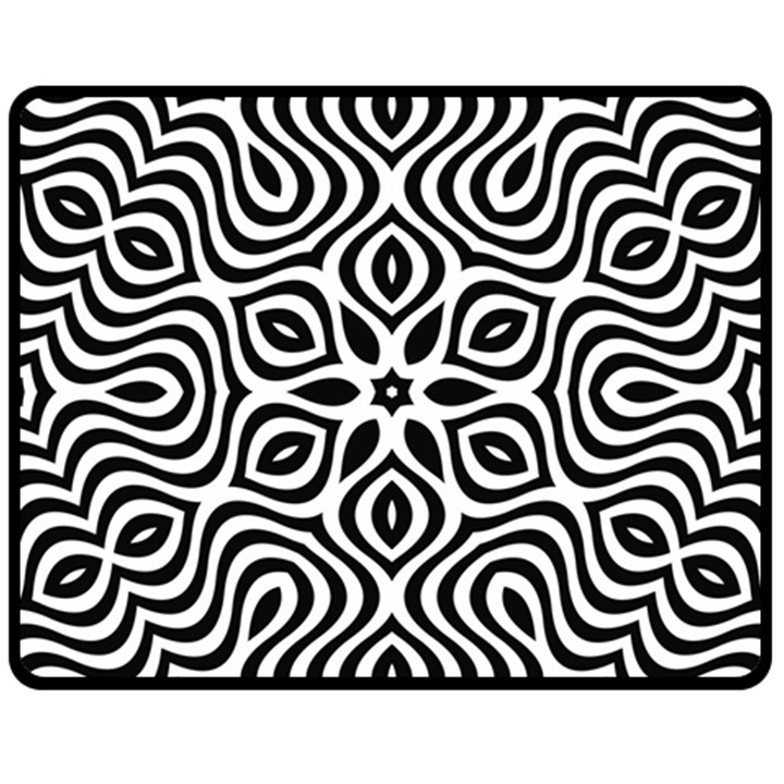 Pattern Wave Symmetry Monochrome Abstract One Side Fleece Blanket (Medium)