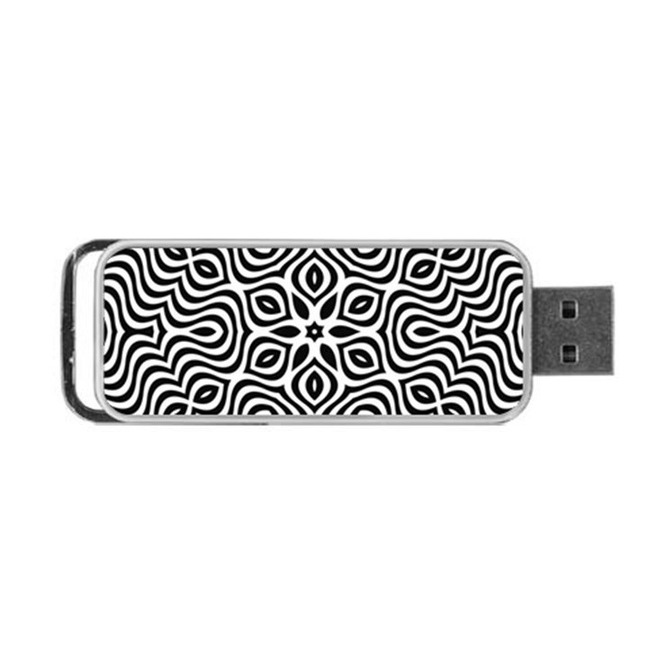 Pattern Wave Symmetry Monochrome Abstract Portable USB Flash (One Side)