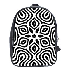 Pattern Wave Symmetry Monochrome Abstract School Bag (xl)