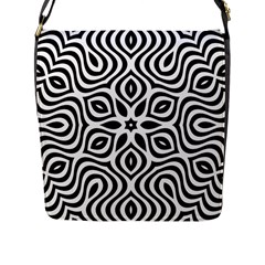 Pattern Wave Symmetry Monochrome Abstract Flap Closure Messenger Bag (l)