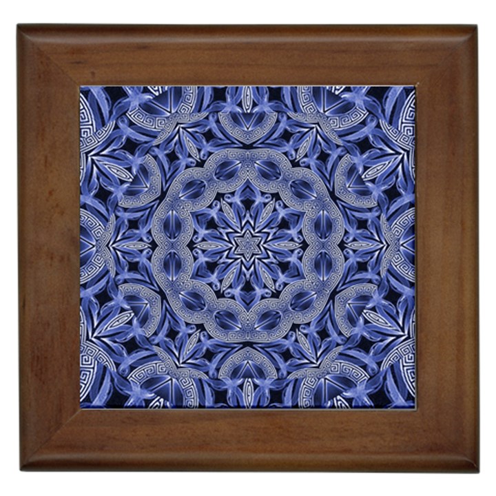 Mandala Pattern Rosette Kaleidoscope Abstract Framed Tile