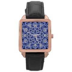 Mandala Pattern Rosette Kaleidoscope Abstract Rose Gold Leather Watch 