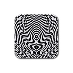 Monochrome Symmetry Abstract Rubber Square Coaster (4 Pack)