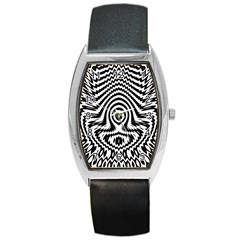 Monochrome Symmetry Abstract Barrel Style Metal Watch by Jancukart