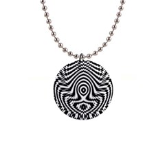 Monochrome Symmetry Abstract 1  Button Necklace