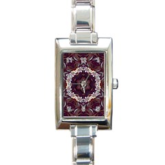 Rosette Kaleidoscope Mosaic Abstract Background Rectangle Italian Charm Watch by Jancukart