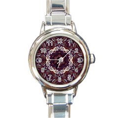 Rosette Kaleidoscope Mosaic Abstract Background Round Italian Charm Watch