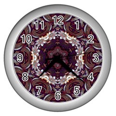 Rosette Kaleidoscope Mosaic Abstract Background Wall Clock (silver)