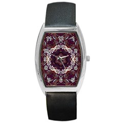 Rosette Kaleidoscope Mosaic Abstract Background Barrel Style Metal Watch