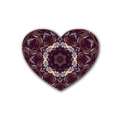 Rosette Kaleidoscope Mosaic Abstract Background Rubber Heart Coaster (4 Pack) by Jancukart