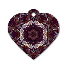 Rosette Kaleidoscope Mosaic Abstract Background Dog Tag Heart (two Sides) by Jancukart