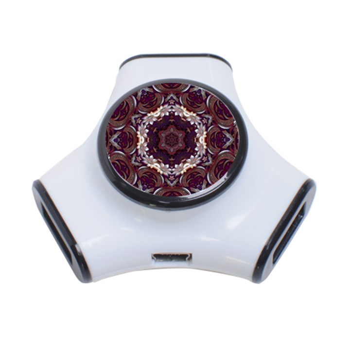 Rosette Kaleidoscope Mosaic Abstract Background 3-Port USB Hub