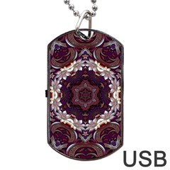 Rosette Kaleidoscope Mosaic Abstract Background Dog Tag Usb Flash (two Sides) by Jancukart