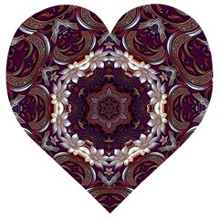 Rosette Kaleidoscope Mosaic Abstract Background Wooden Puzzle Heart