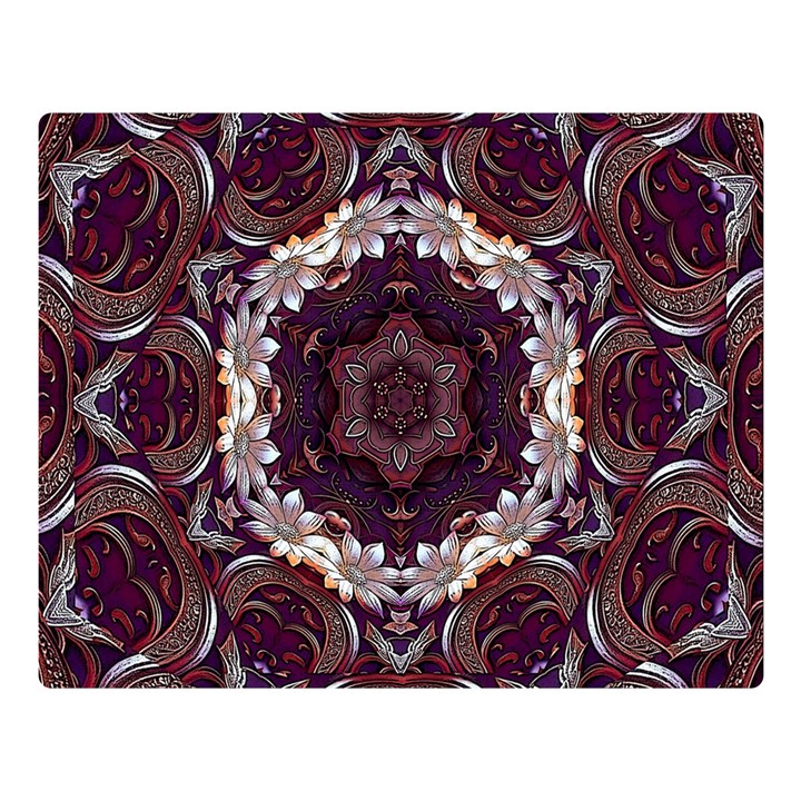 Rosette Kaleidoscope Mosaic Abstract Background One Side Premium Plush Fleece Blanket (Large)