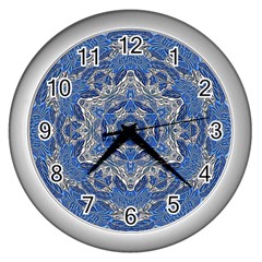 Mandala Rosette Kaleidoscope Abstract Background Wall Clock (silver) by Jancukart