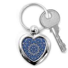 Mandala Rosette Kaleidoscope Abstract Background Key Chain (heart)