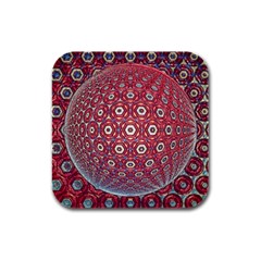 Sphere Spherical Metallic Colorful Circular Orb Rubber Square Coaster (4 Pack)